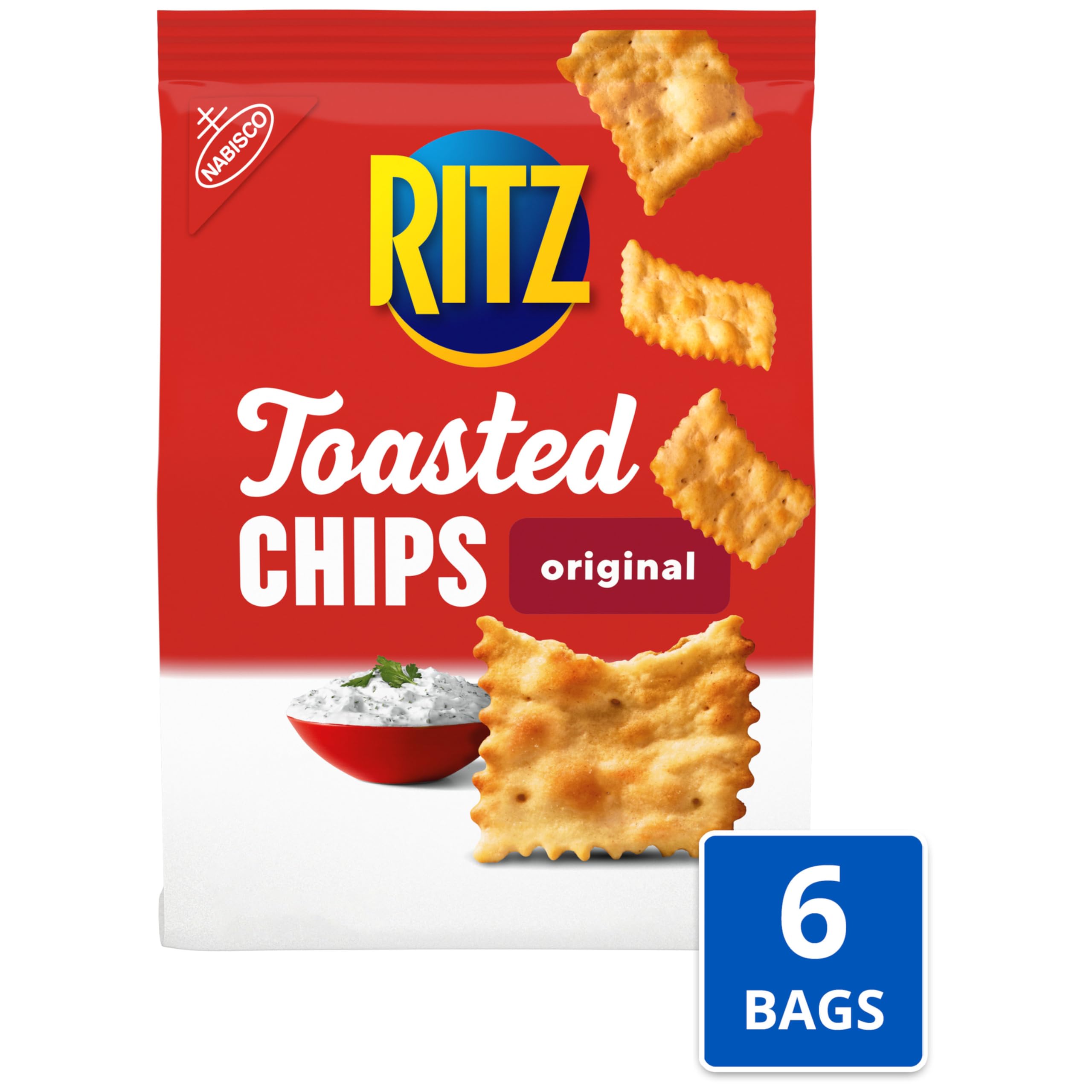 RITZ Toasted Chips Original Crackers, Party Snacks, Bulk Snacks, 6 - 8.1 oz Bags - Image 4