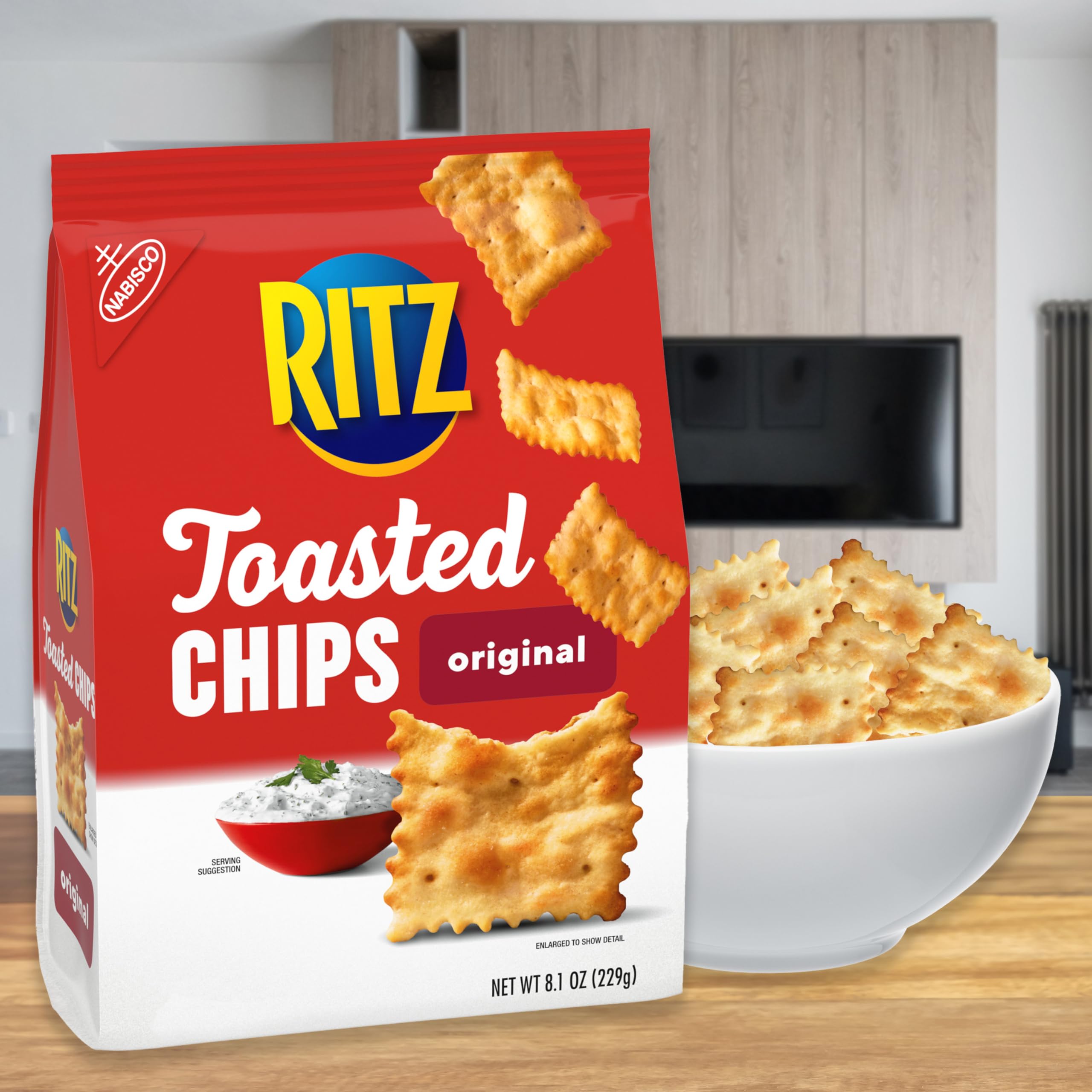 RITZ Toasted Chips Original Crackers, Party Snacks, Bulk Snacks, 6 - 8.1 oz Bags - Image 7