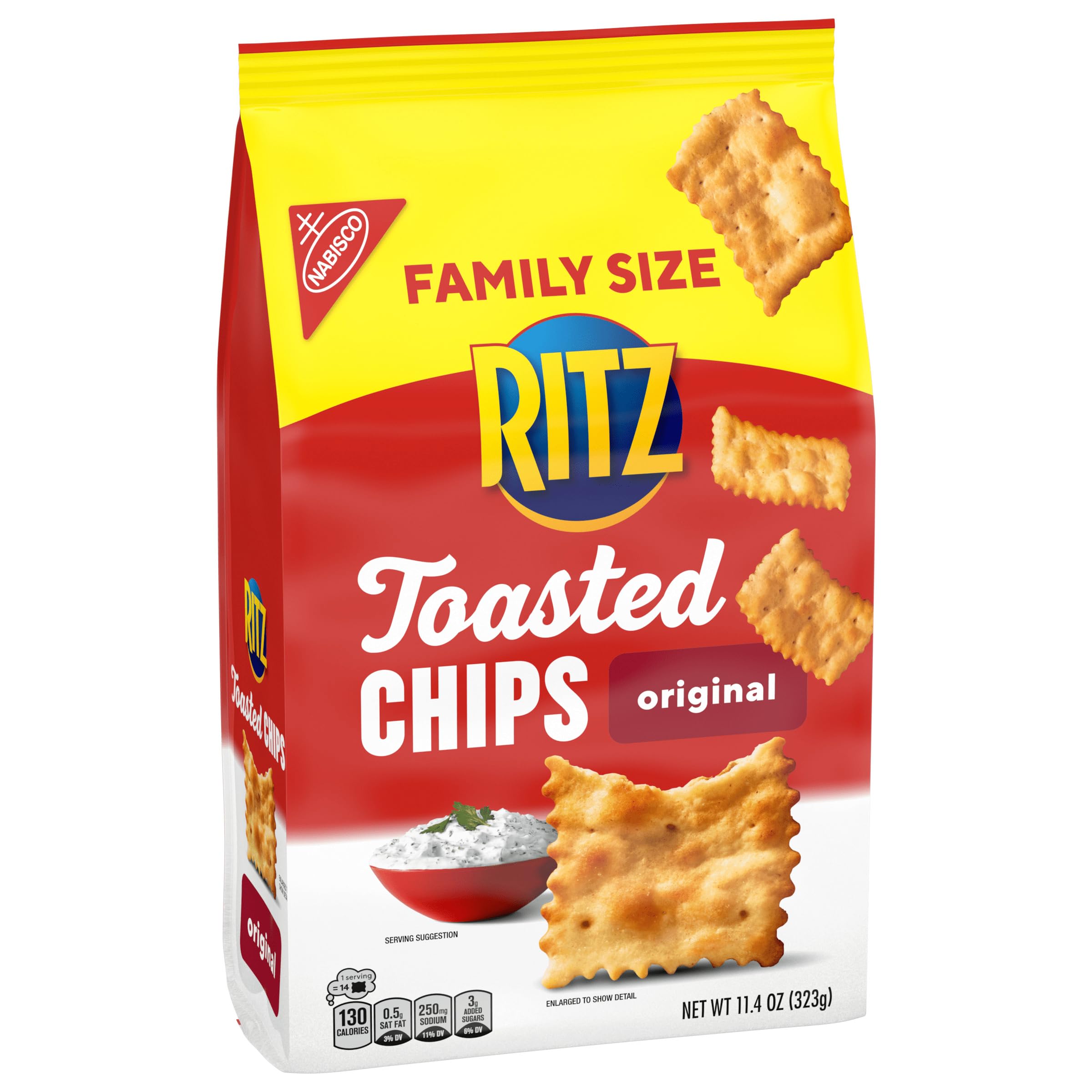RITZ Toasted Chips Original Crackers, Party Snacks, Family Size, 11.4 oz - Image 14