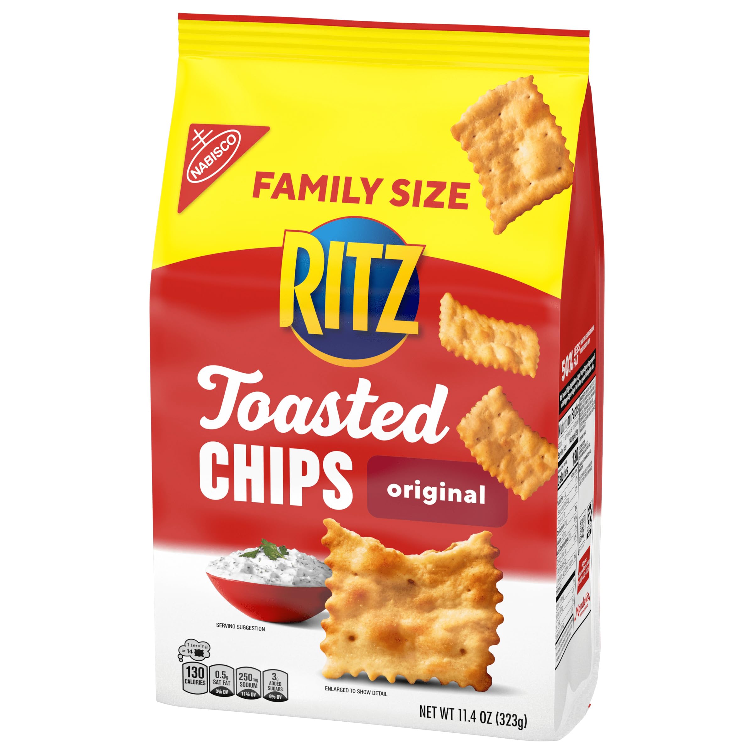 RITZ Toasted Chips Original Crackers, Party Snacks, Family Size, 11.4 oz - Image 15