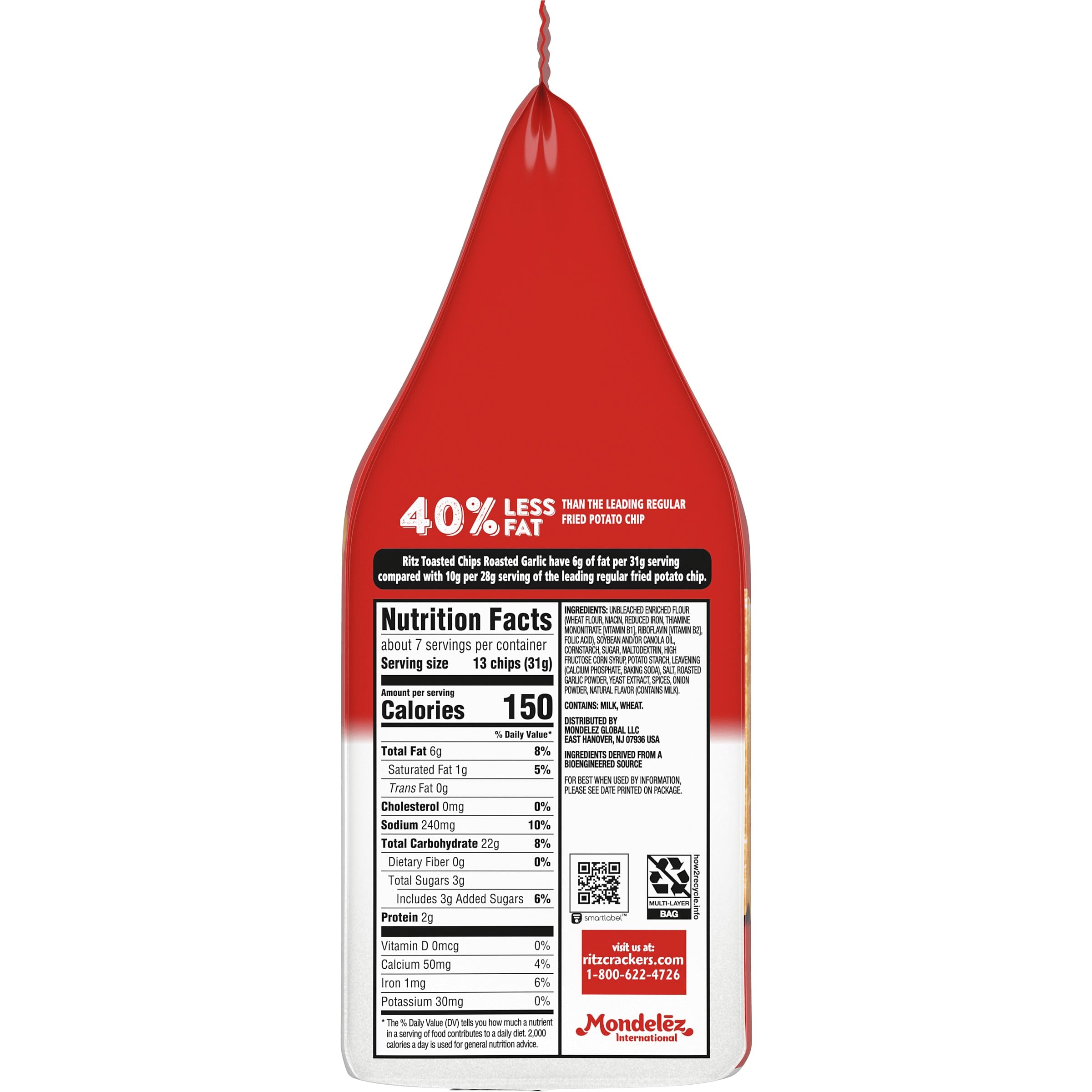 RITZ Toasted Chips Roasted Garlic Crackers, Party Snacks, 8.1 oz - Image 12