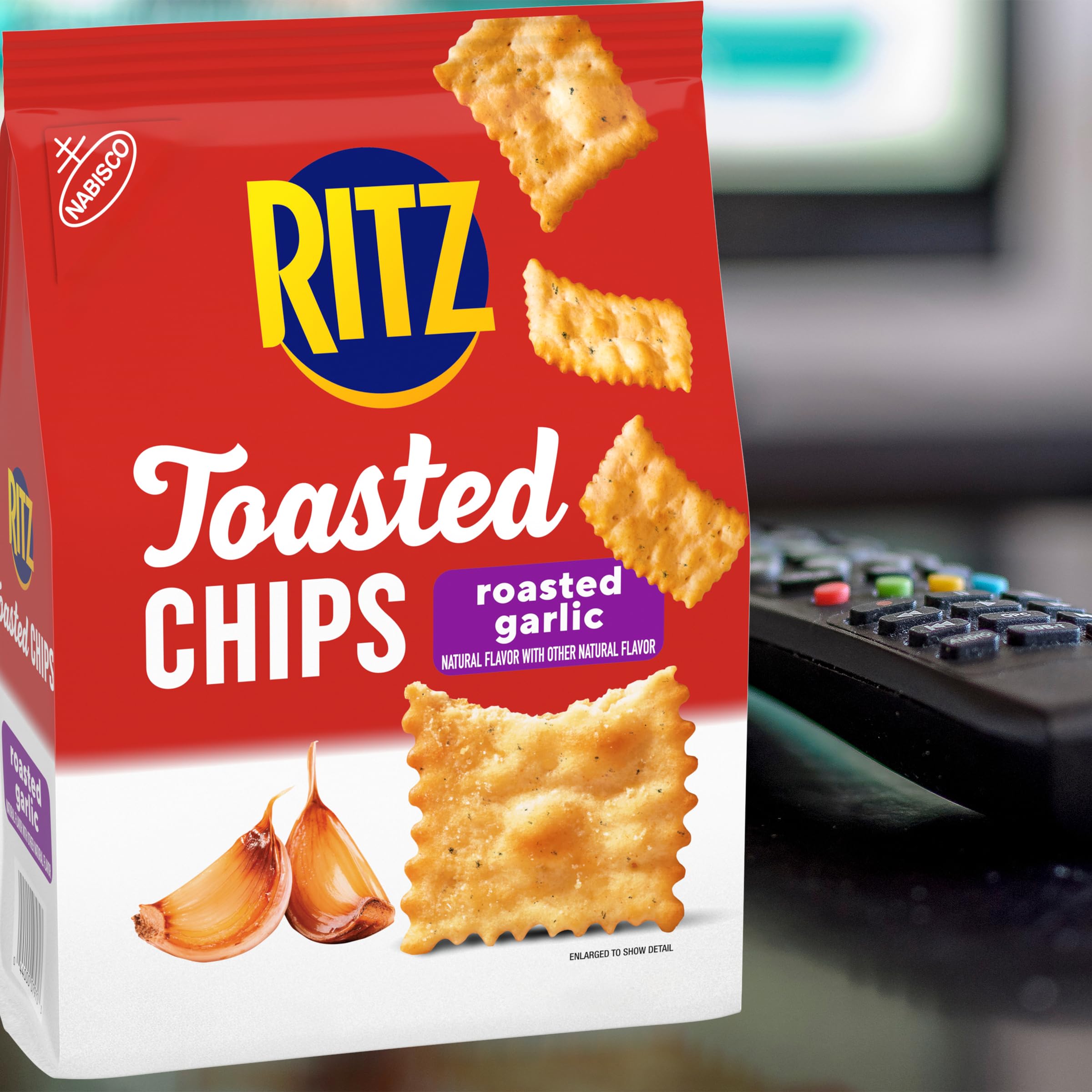 RITZ Toasted Chips Roasted Garlic Crackers, Party Snacks, 8.1 oz - Image 7