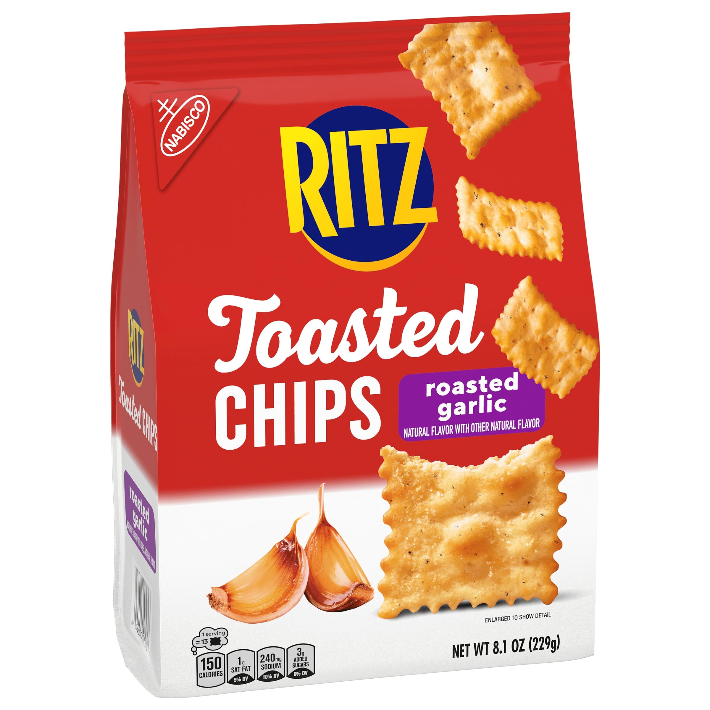 RITZ Toasted Chips Roasted Garlic Crackers, Party Snacks, 8.1 oz - Image 8