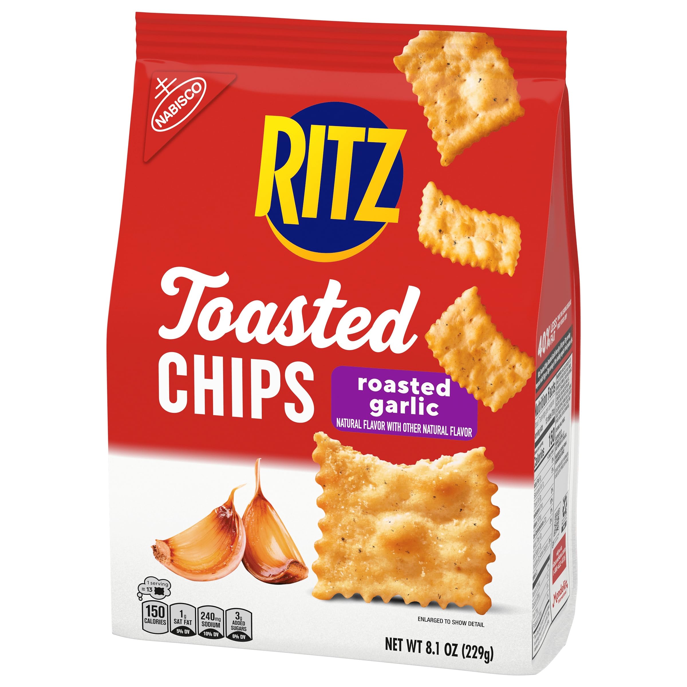 RITZ Toasted Chips Roasted Garlic Crackers, Party Snacks, 8.1 oz - Image 9