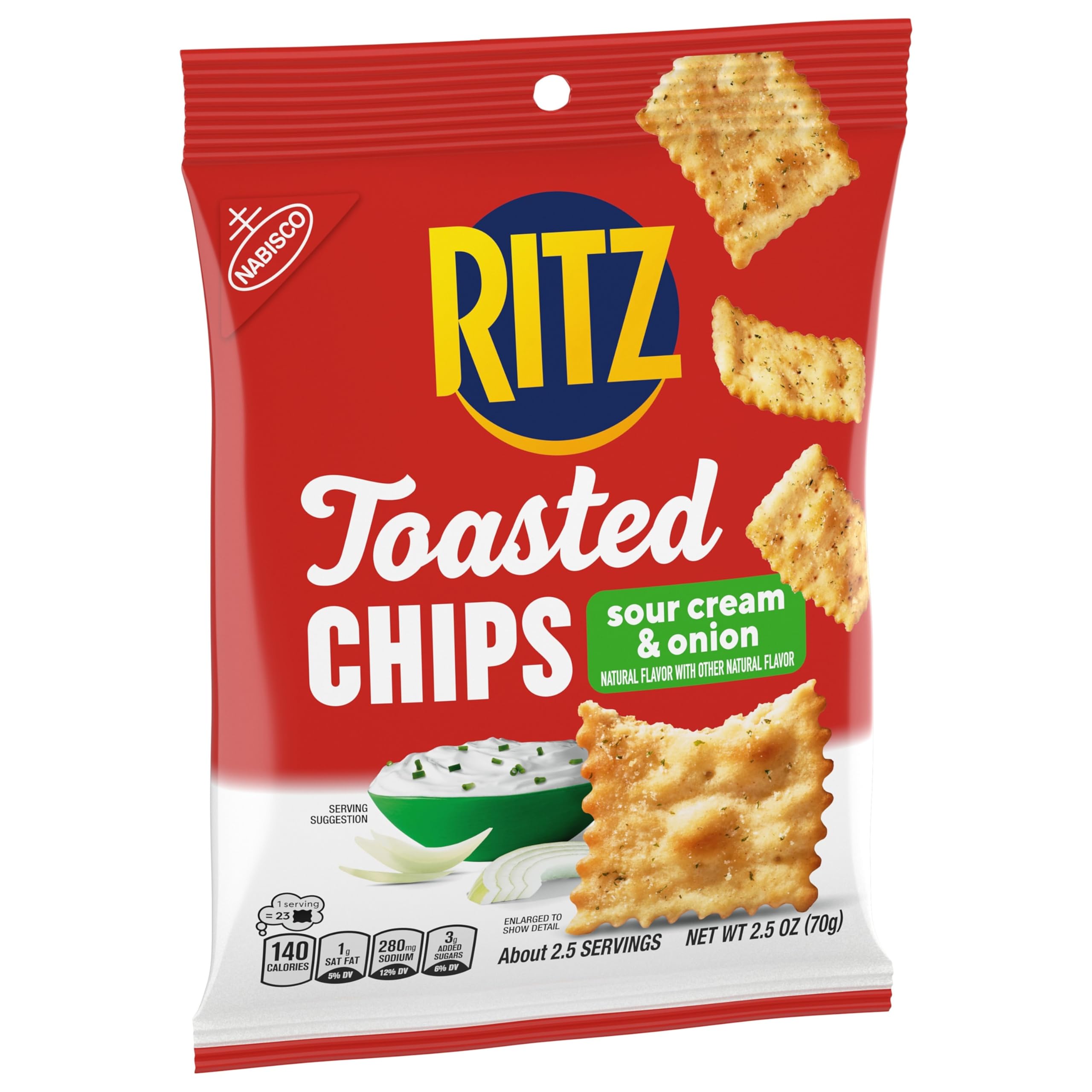 RITZ Toasted Chips Sour Cream and Onion Crackers, Bulk Individual Snacks, 12 Snack Packs - Image 14