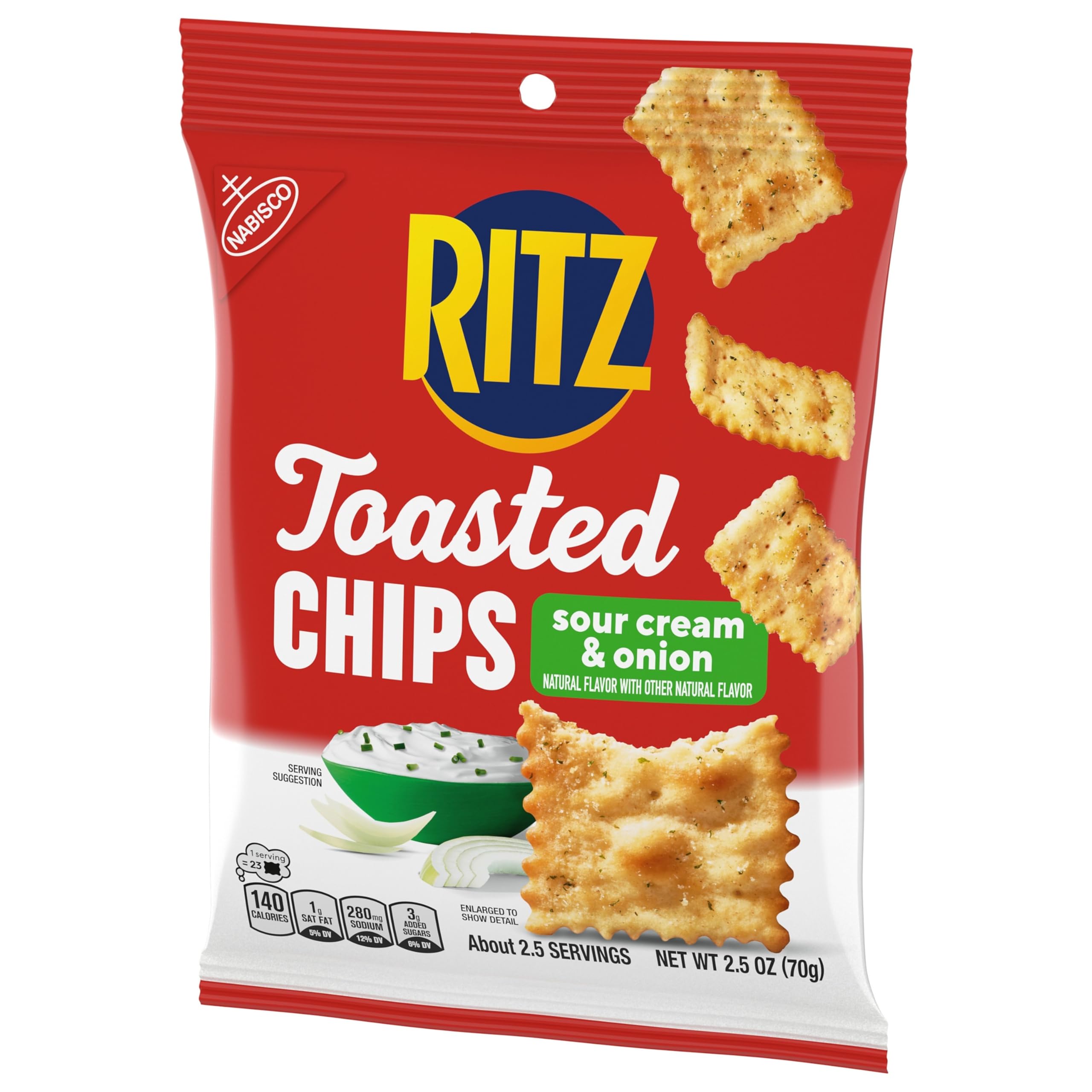 RITZ Toasted Chips Sour Cream and Onion Crackers, Bulk Individual Snacks, 12 Snack Packs - Image 15