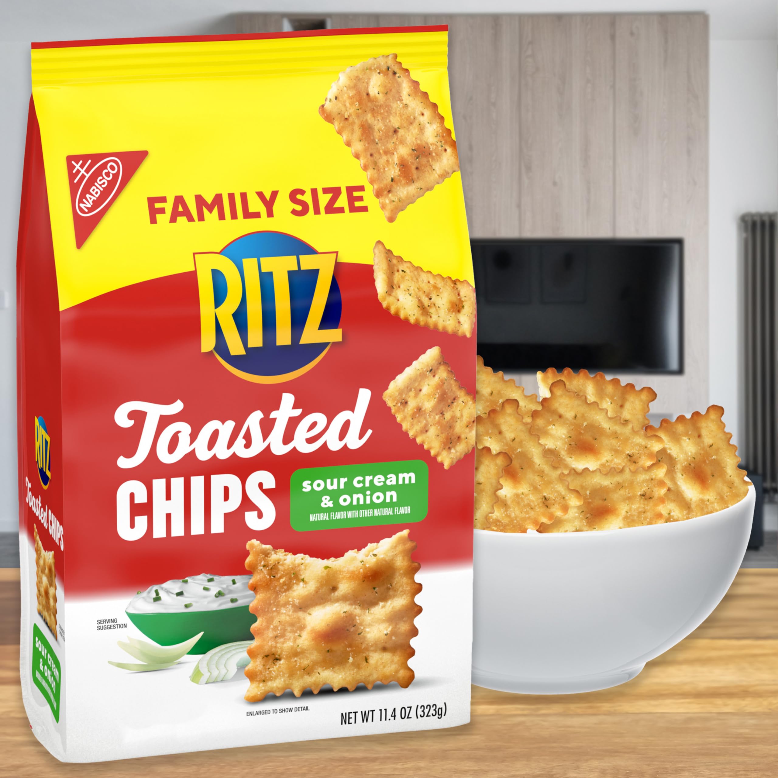 RITZ Toasted Chips Sour Cream and Onion Crackers, Family Size, 6 - 11.4 oz Bags - Image 11