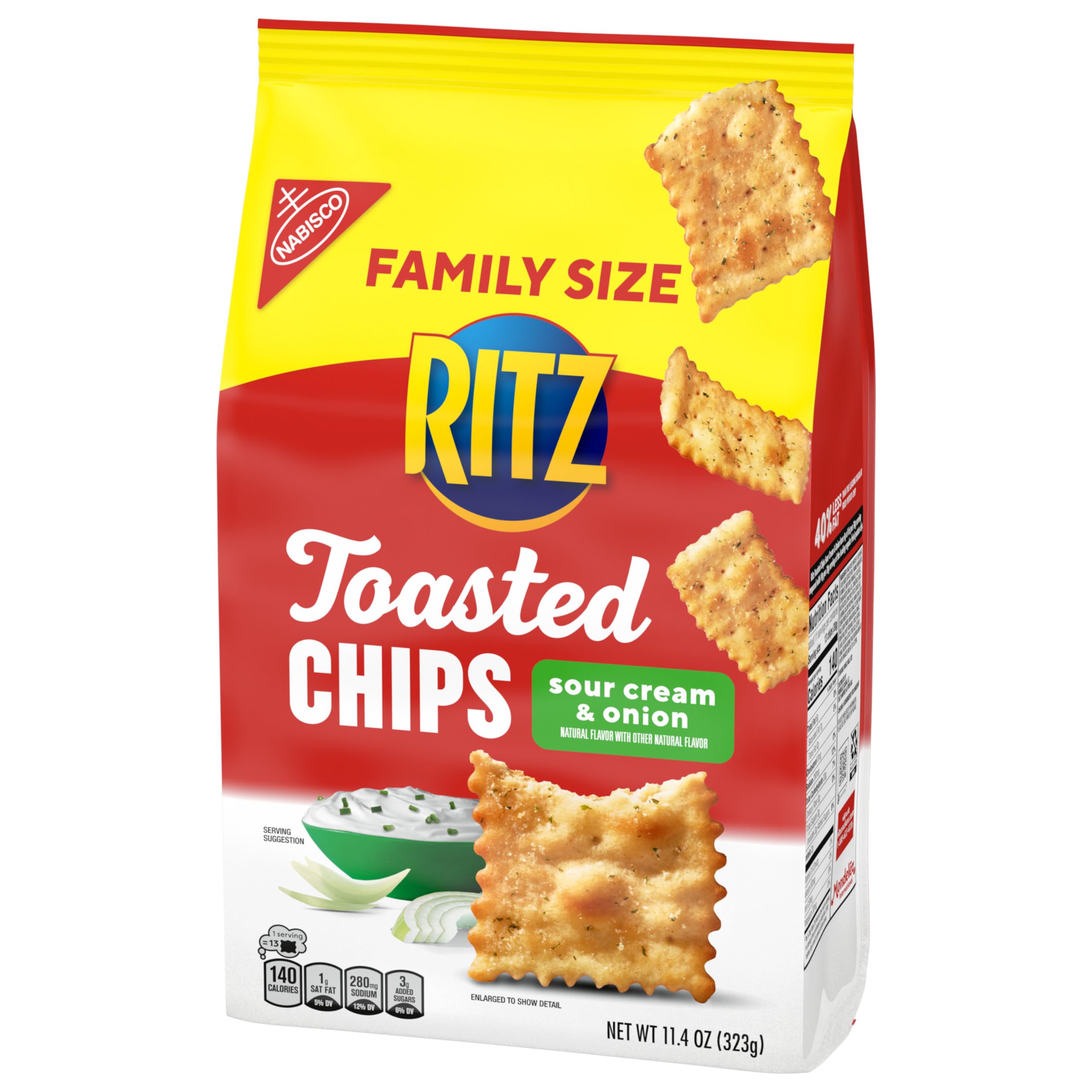 RITZ Toasted Chips Sour Cream and Onion Crackers, Family Size, 6 - 11.4 oz Bags - Image 17