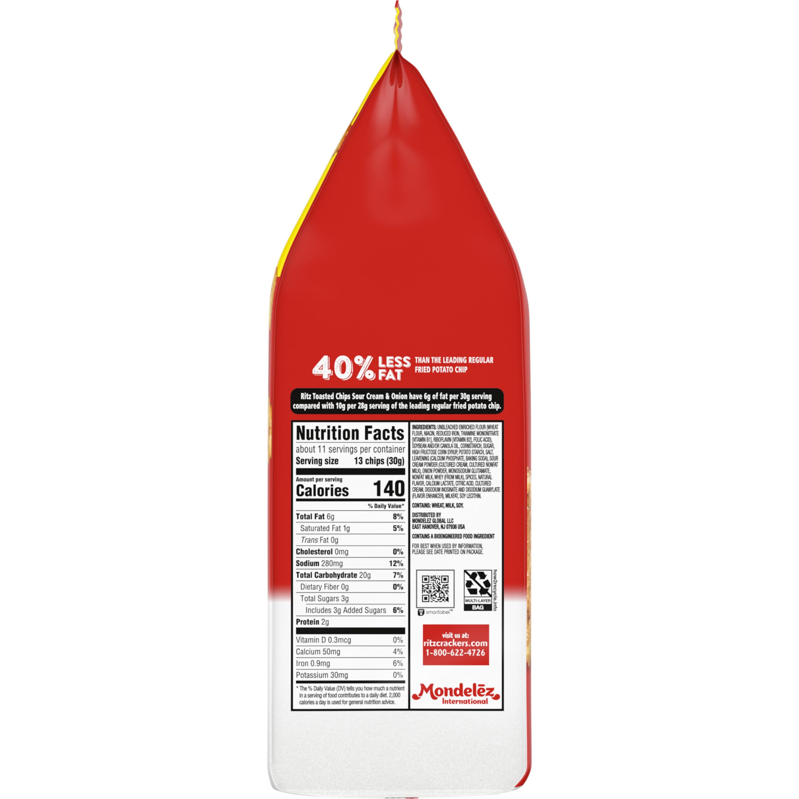 RITZ Toasted Chips Sour Cream and Onion Crackers, Family Size, 6 - 11.4 oz Bags - Image 20