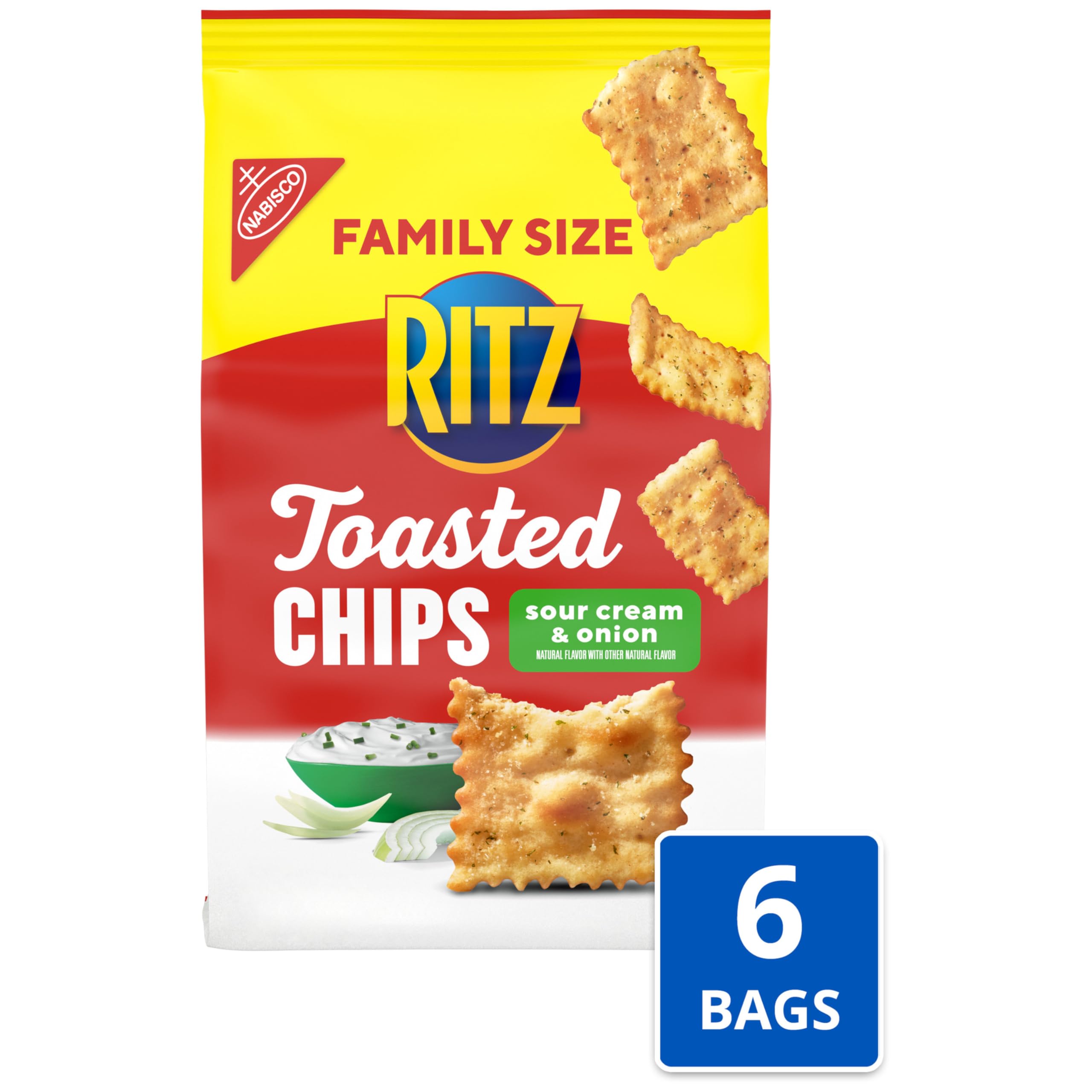 RITZ Toasted Chips Sour Cream and Onion Crackers, Family Size, 6 - 11.4 oz Bags - Image 4
