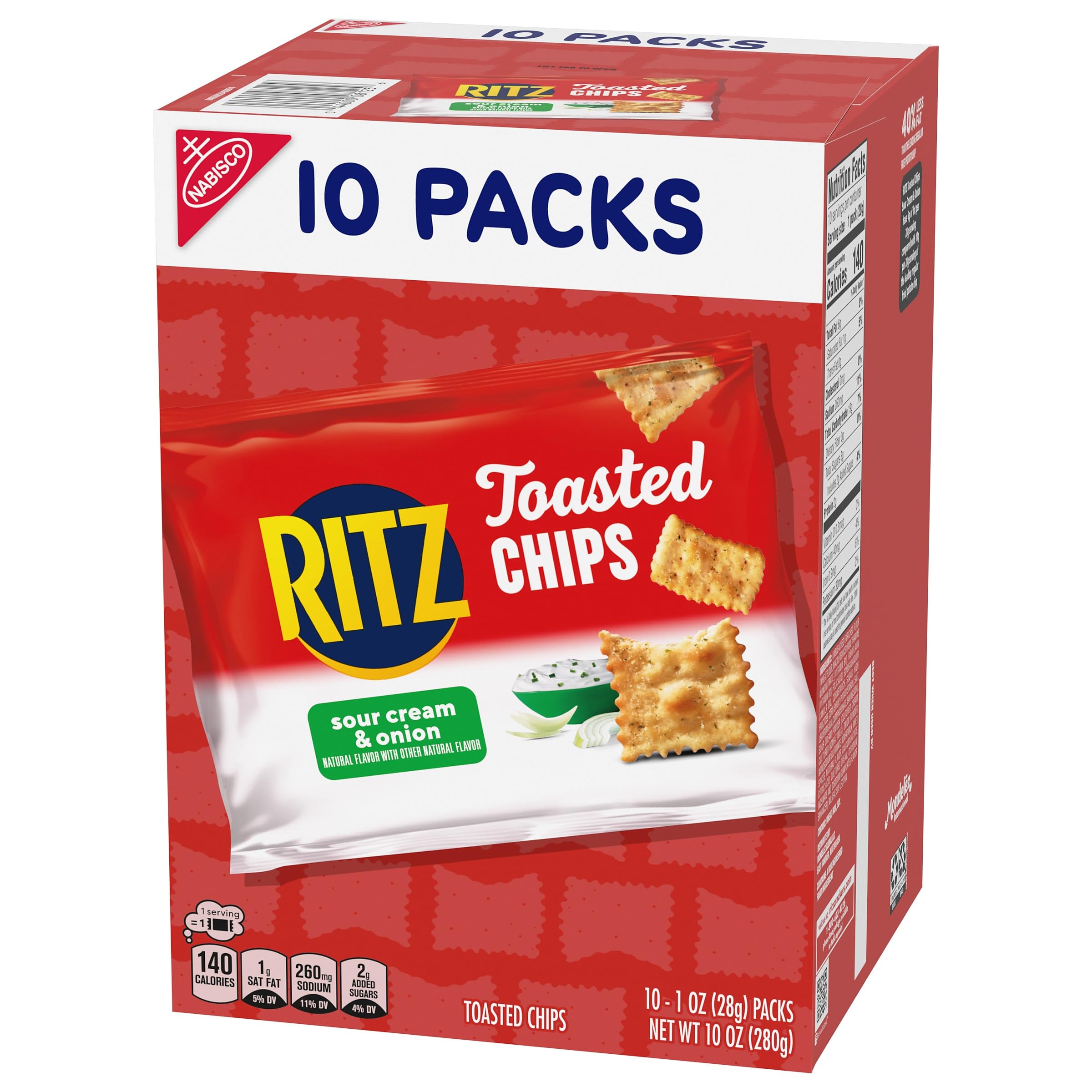 RITZ Toasted Chips Sour Cream and Onion Crackers, Lunch Snacks, 10-1.0 oz Snack Packs - Image 13