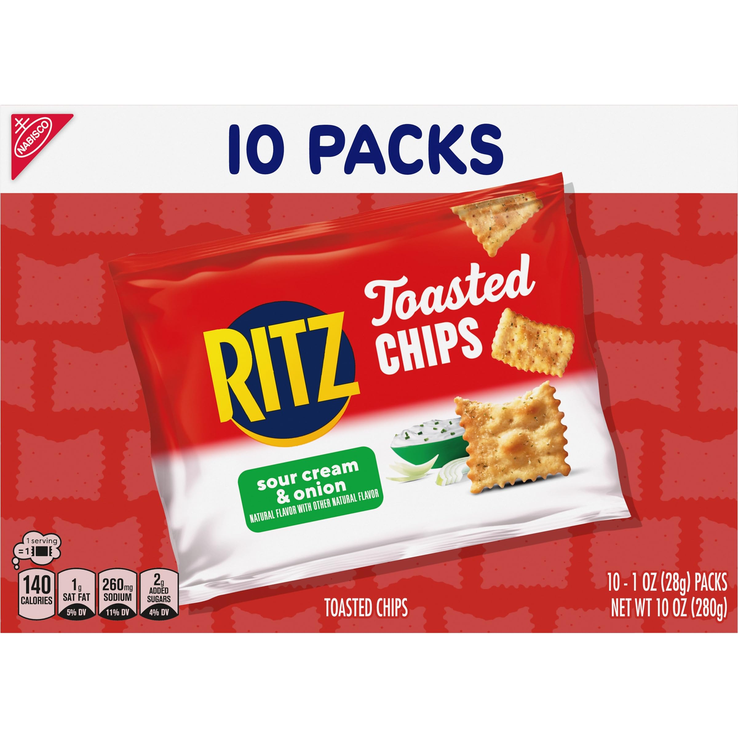 RITZ Toasted Chips Sour Cream and Onion Crackers, Lunch Snacks, 10-1.0 oz Snack Packs - Image 14