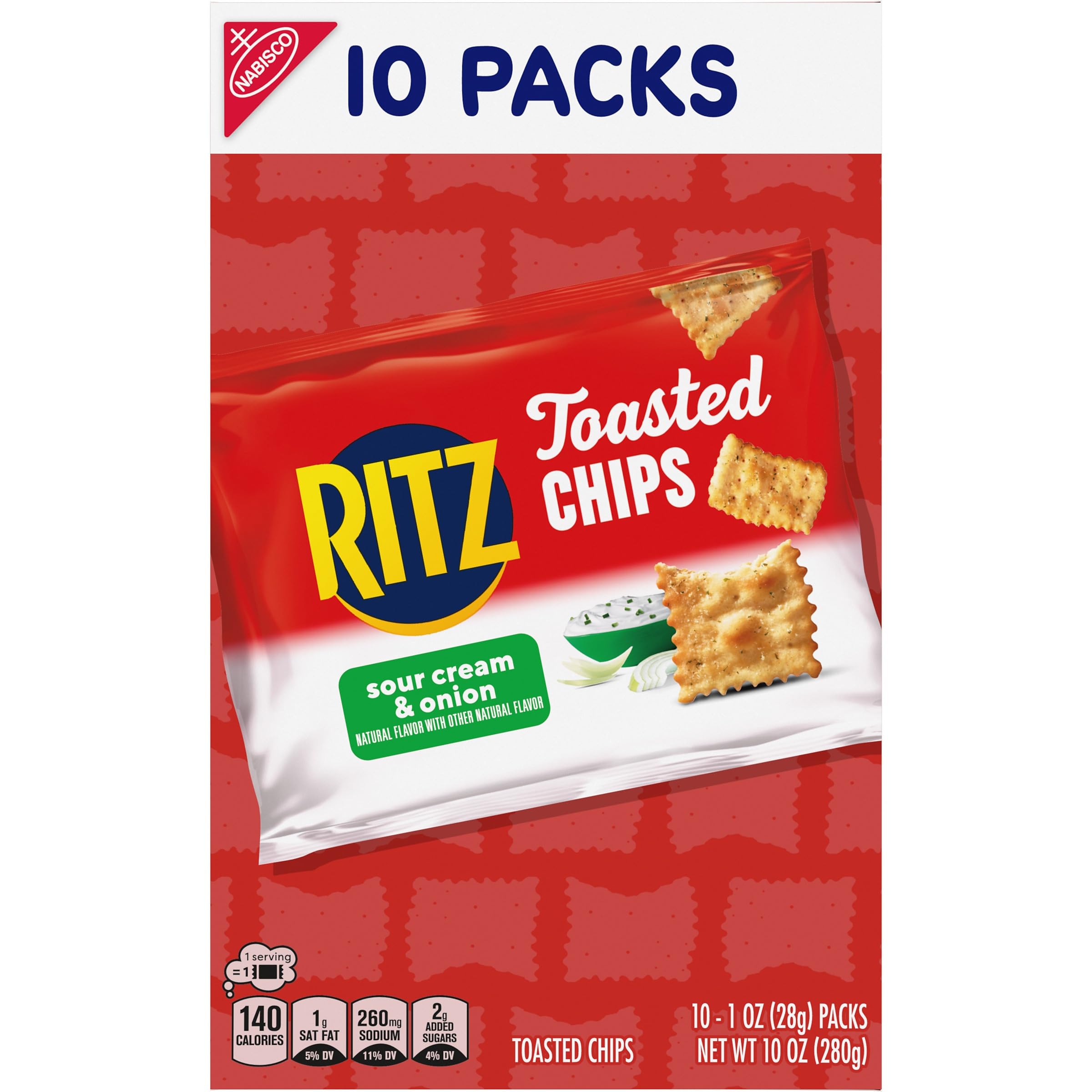 RITZ Toasted Chips Sour Cream and Onion Crackers, Lunch Snacks, 10-1.0 oz Snack Packs - Image 15