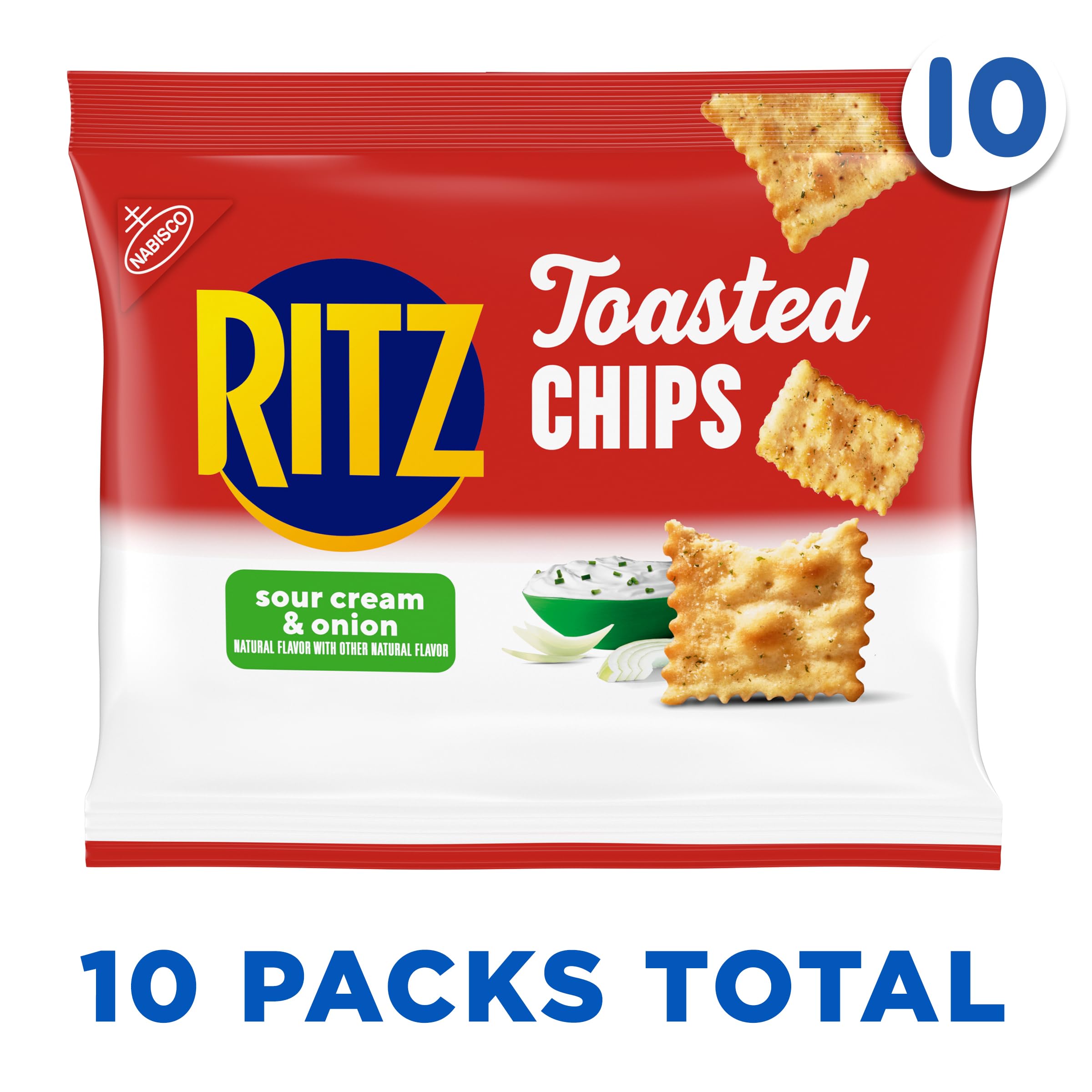 RITZ Toasted Chips Sour Cream and Onion Crackers, Lunch Snacks, 10-1.0 oz Snack Packs - Image 4