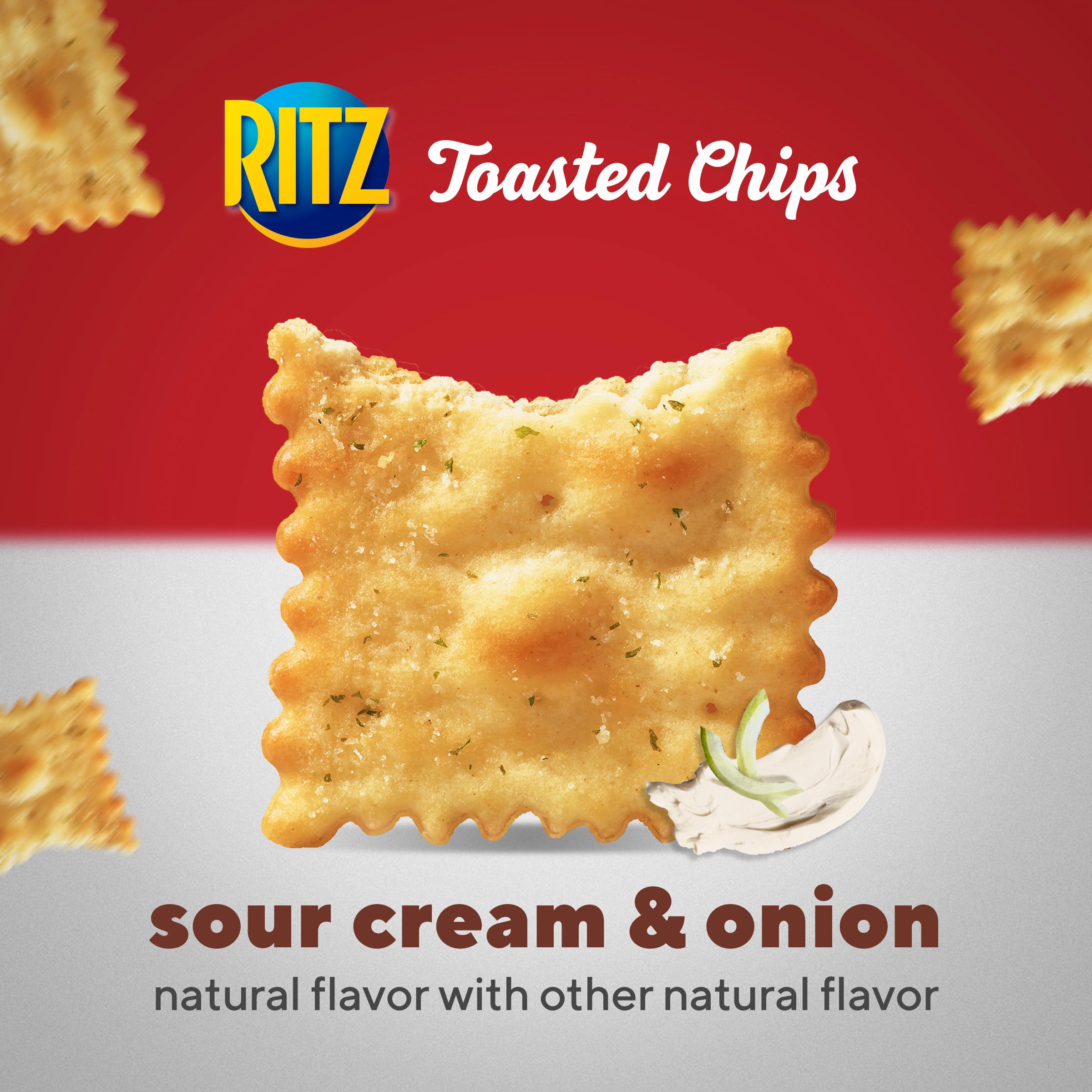 RITZ Toasted Chips Sour Cream and Onion Crackers, Lunch Snacks, 10-1.0 oz Snack Packs - Image 5
