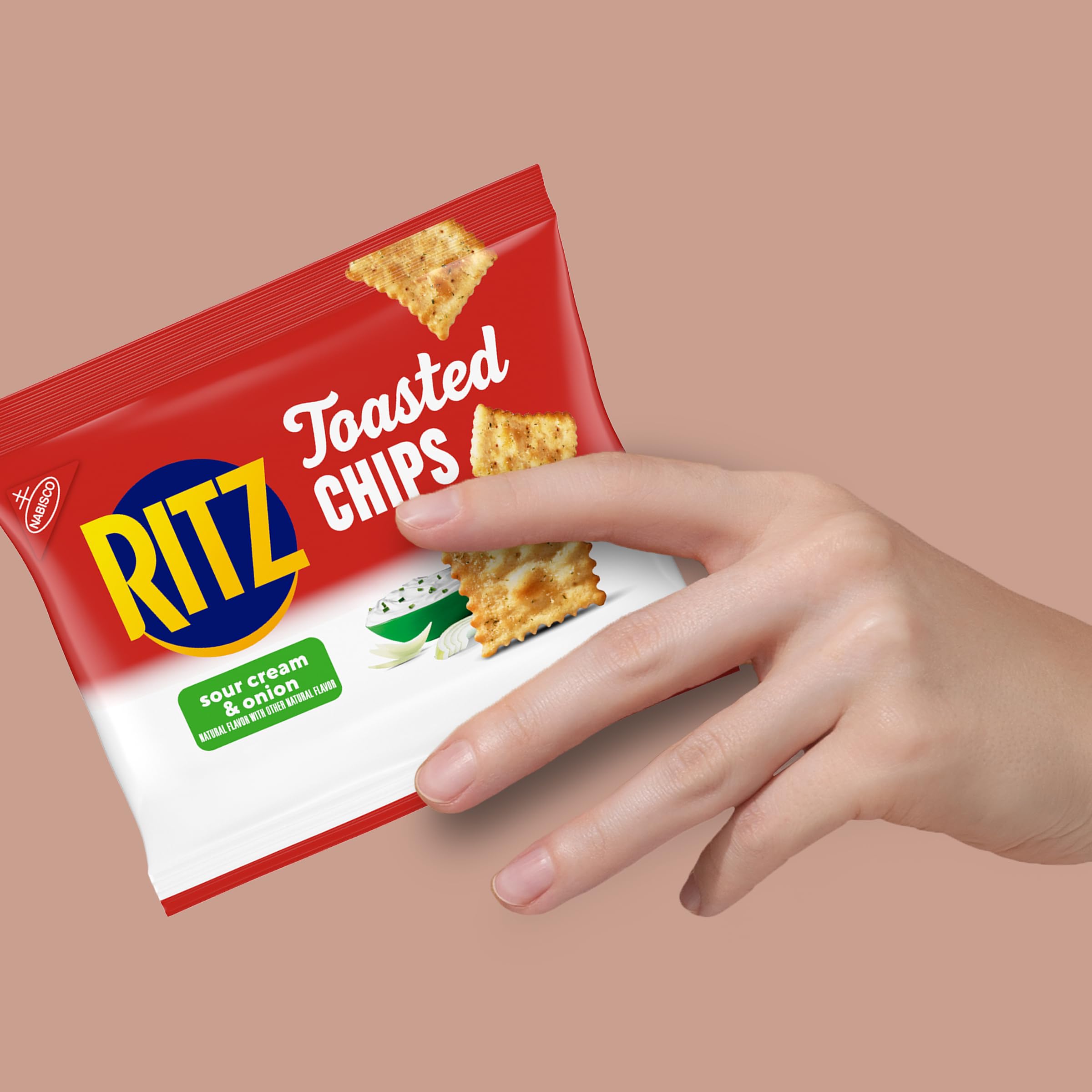 RITZ Toasted Chips Sour Cream and Onion Crackers, Lunch Snacks, 10-1.0 oz Snack Packs - Image 8