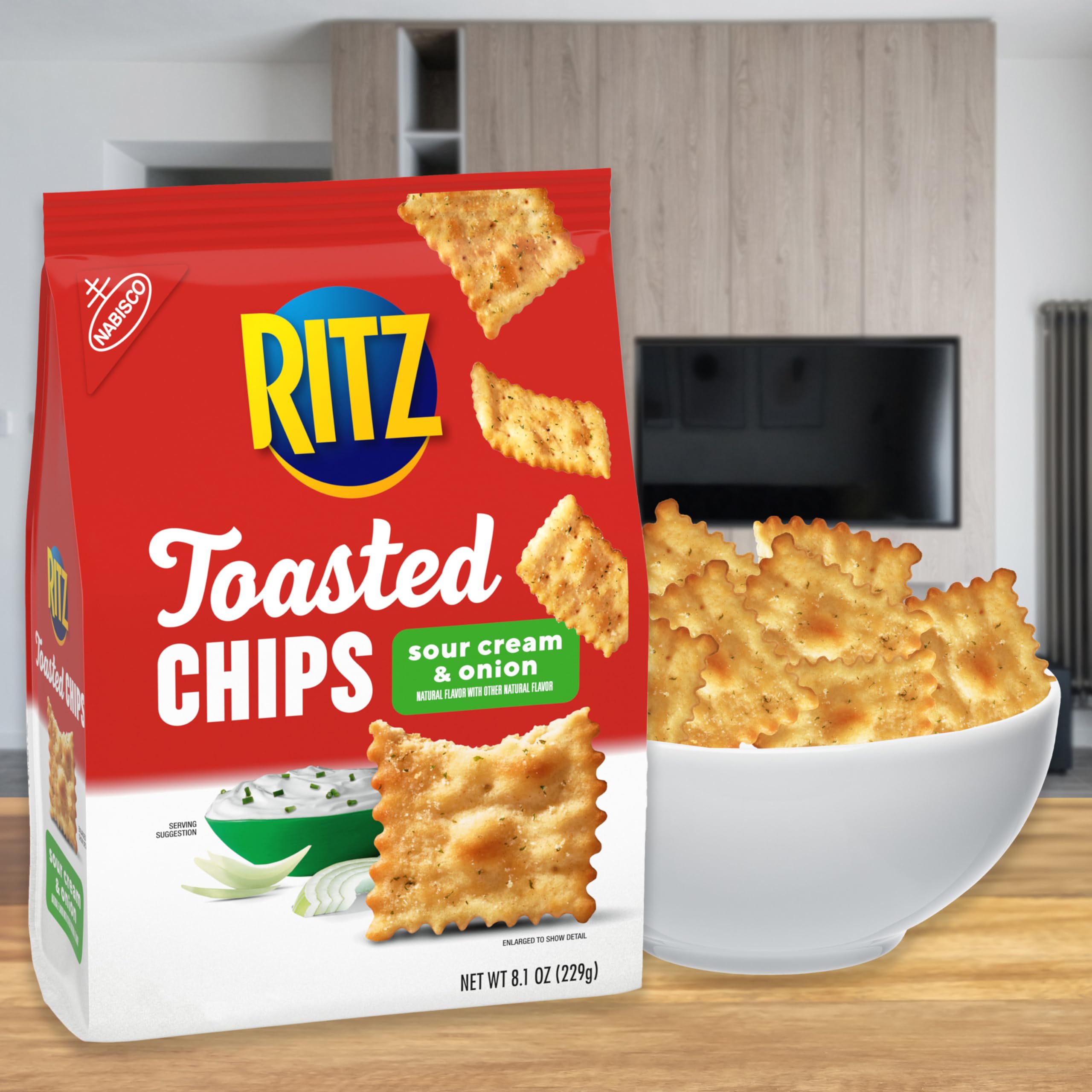 RITZ Toasted Chips Sour Cream and Onion Crackers, Party Snacks, Bulk Snacks, 6 - 8.1 oz Bags - Image 11