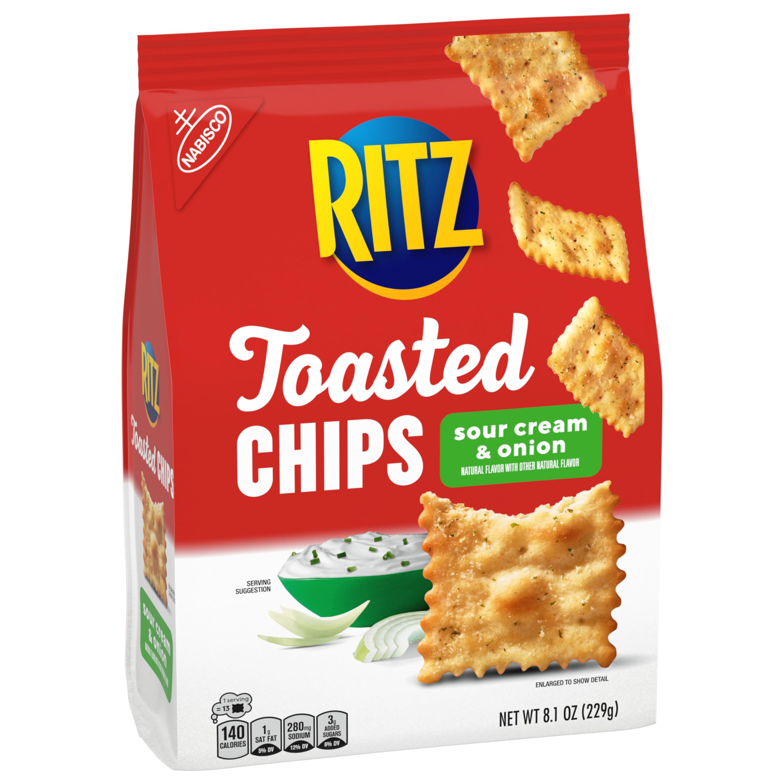 RITZ Toasted Chips Sour Cream and Onion Crackers, Party Snacks, Bulk Snacks, 6 - 8.1 oz Bags - Image 15