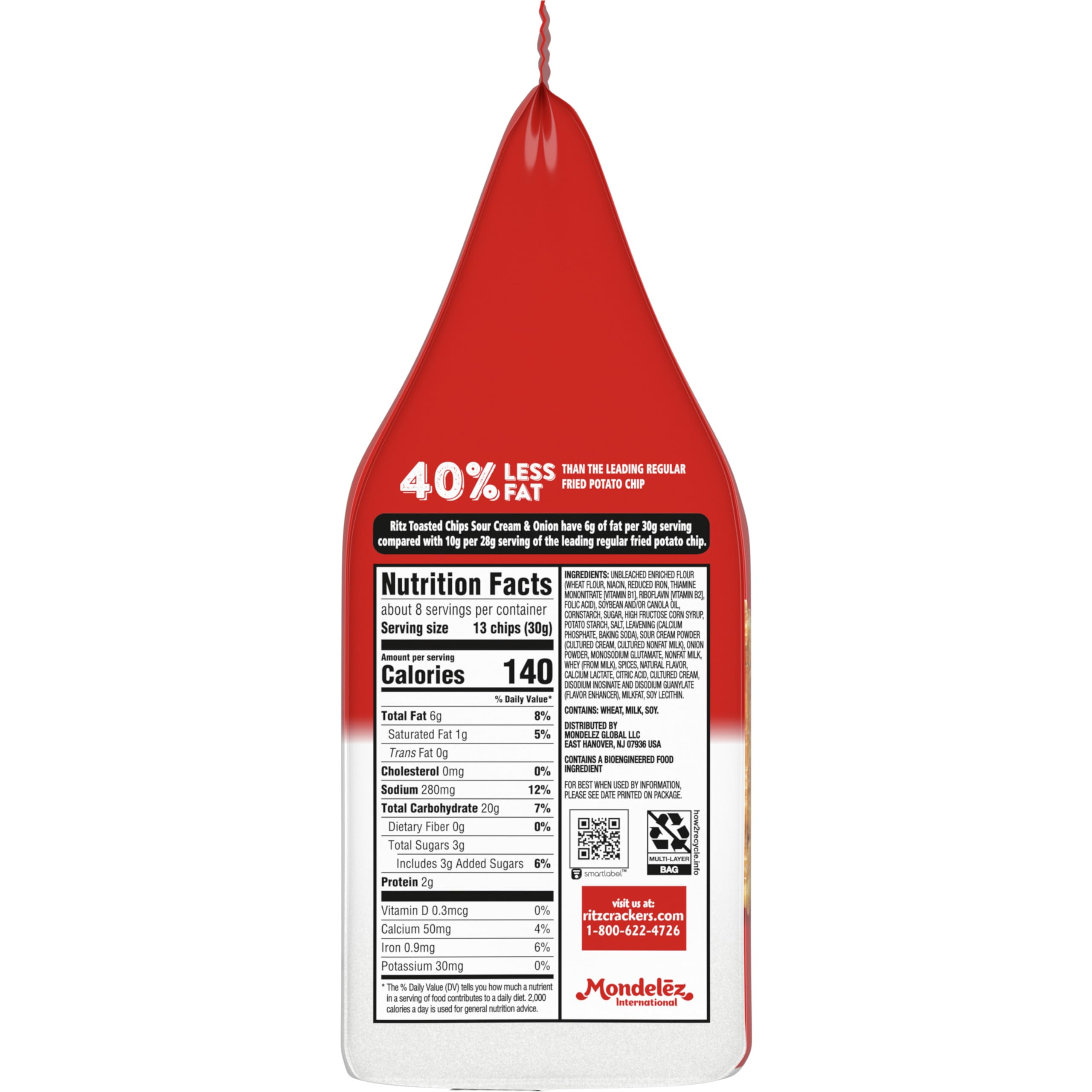 RITZ Toasted Chips Sour Cream and Onion Crackers, Party Snacks, Bulk Snacks, 6 - 8.1 oz Bags - Image 3