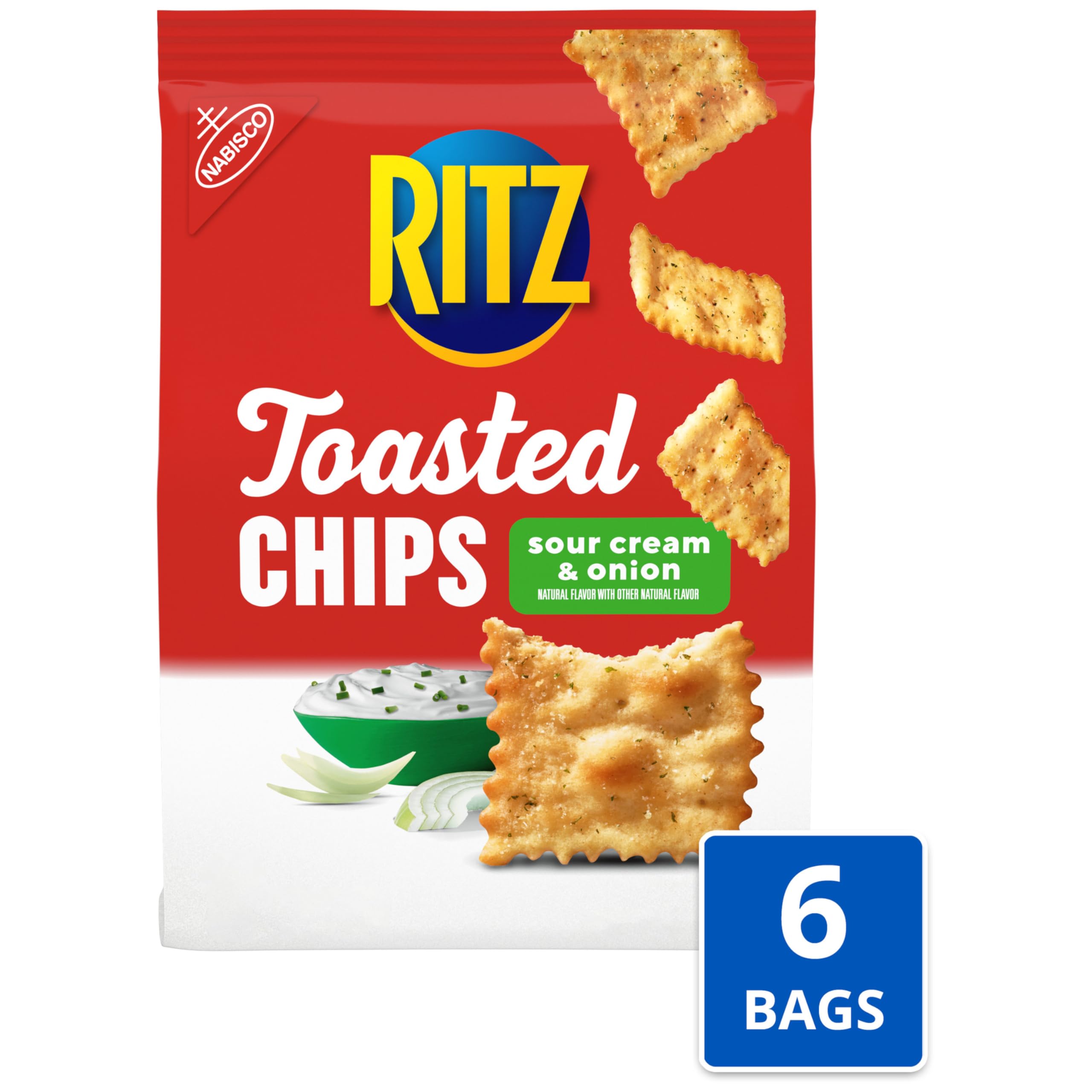 RITZ Toasted Chips Sour Cream and Onion Crackers, Party Snacks, Bulk Snacks, 6 - 8.1 oz Bags - Image 4