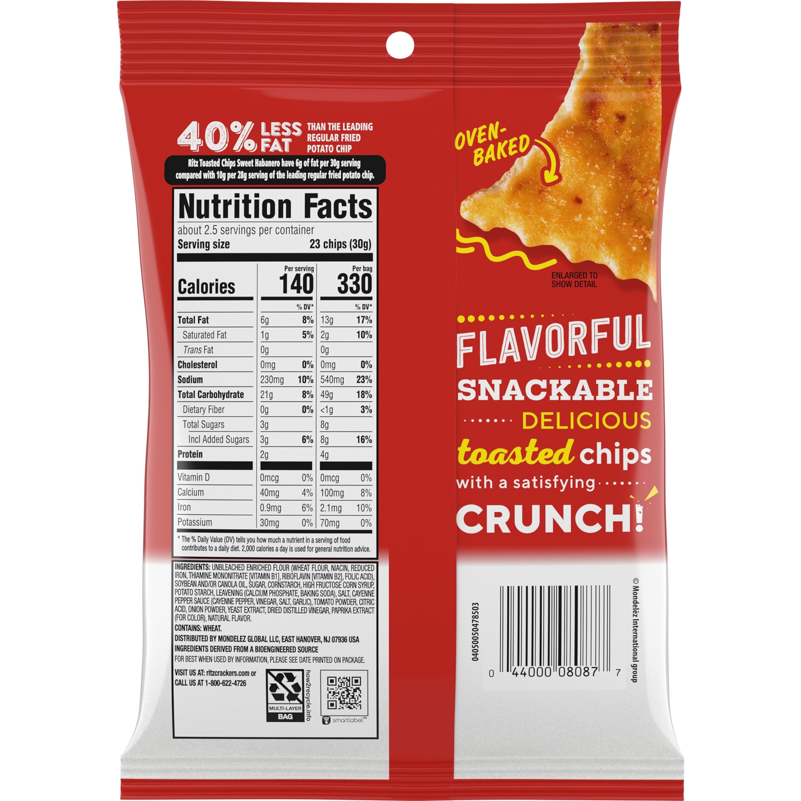 RITZ Toasted Chips Sweet Habanero Crackers, Bulk Individual Snacks, 12 Snack Packs - Image 3
