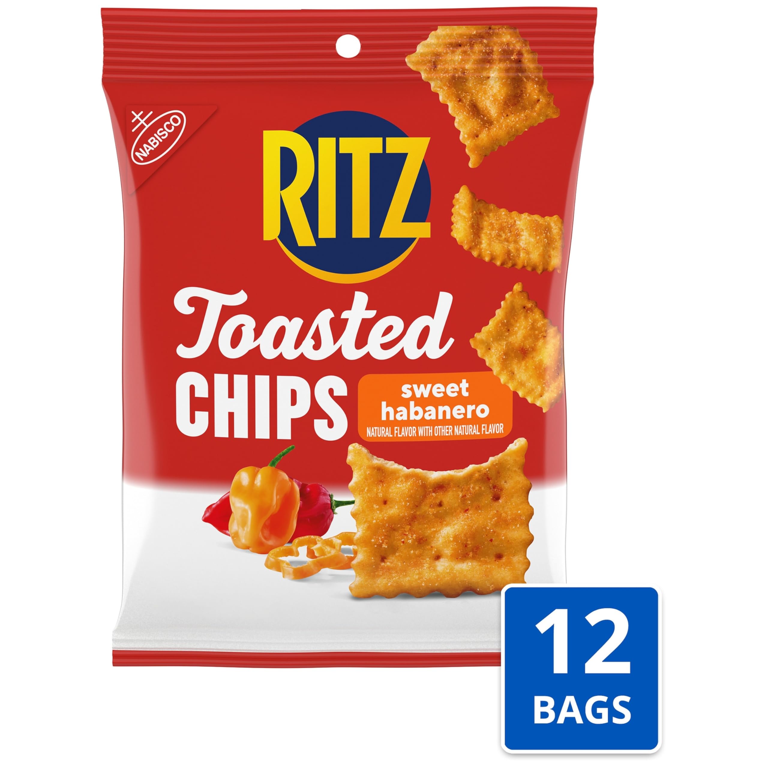 RITZ Toasted Chips Sweet Habanero Crackers, Bulk Individual Snacks, 12 Snack Packs - Image 4