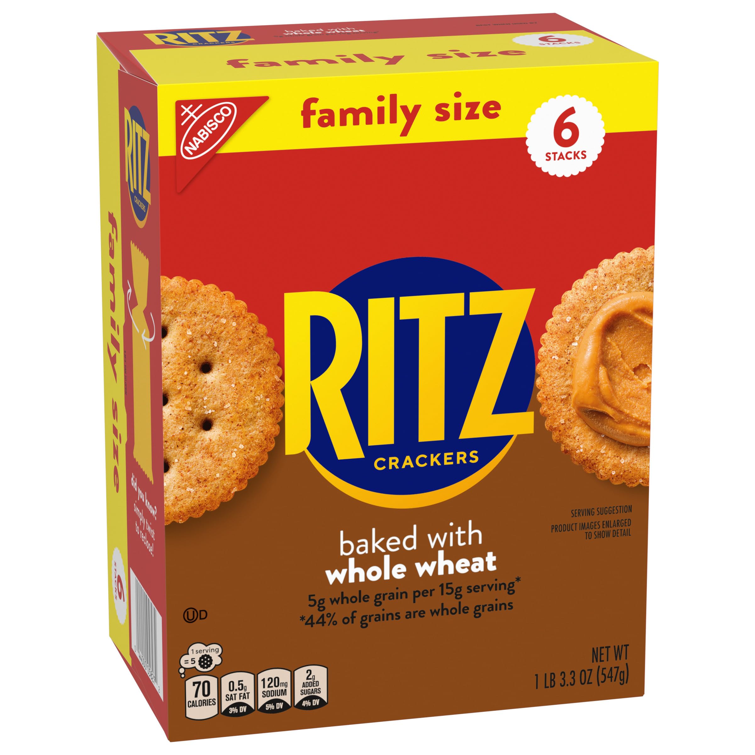 RITZ Whole Wheat Crackers, Snacks for Kids and Adults, Lunch Snacks, Family Size, 19.3 oz - Image 12
