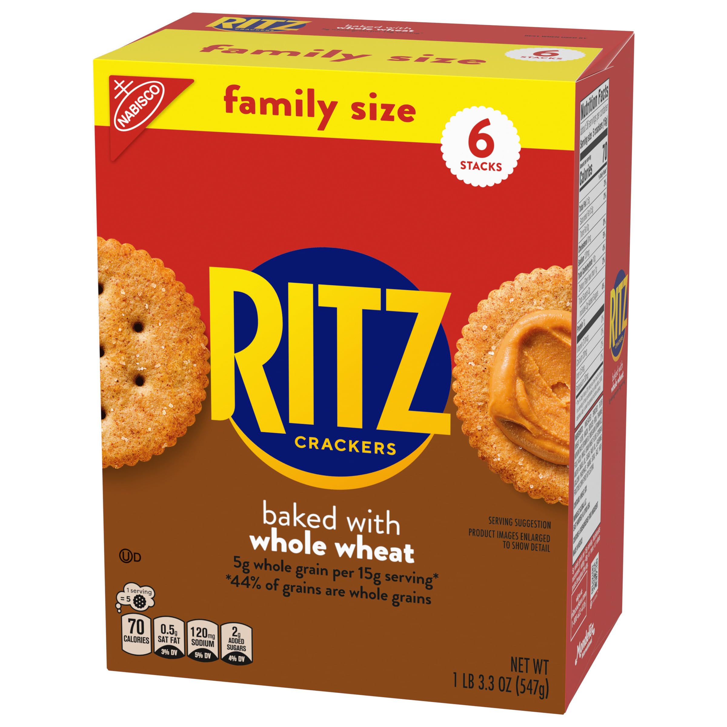 RITZ Whole Wheat Crackers, Snacks for Kids and Adults, Lunch Snacks, Family Size, 19.3 oz - Image 13