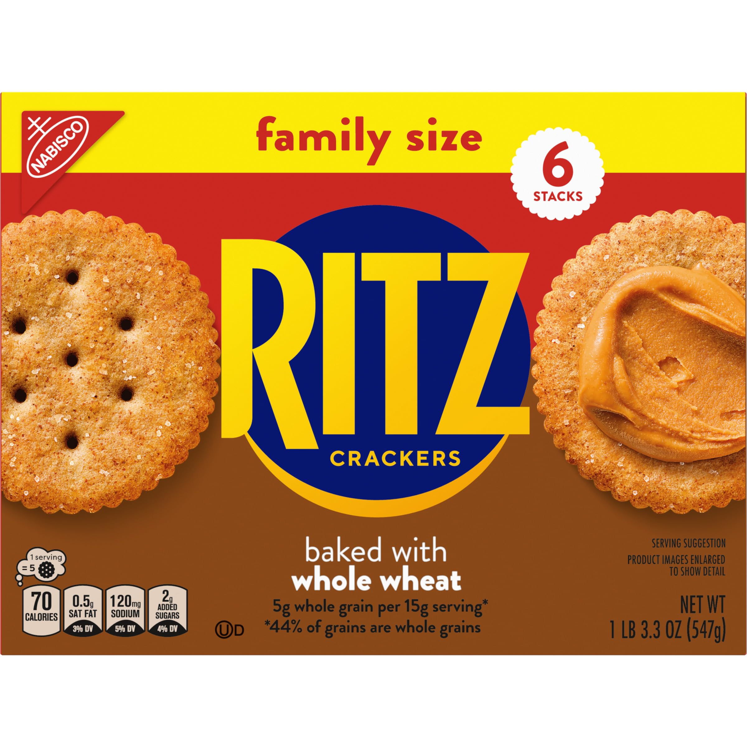 RITZ Whole Wheat Crackers, Snacks for Kids and Adults, Lunch Snacks, Family Size, 19.3 oz - Image 14