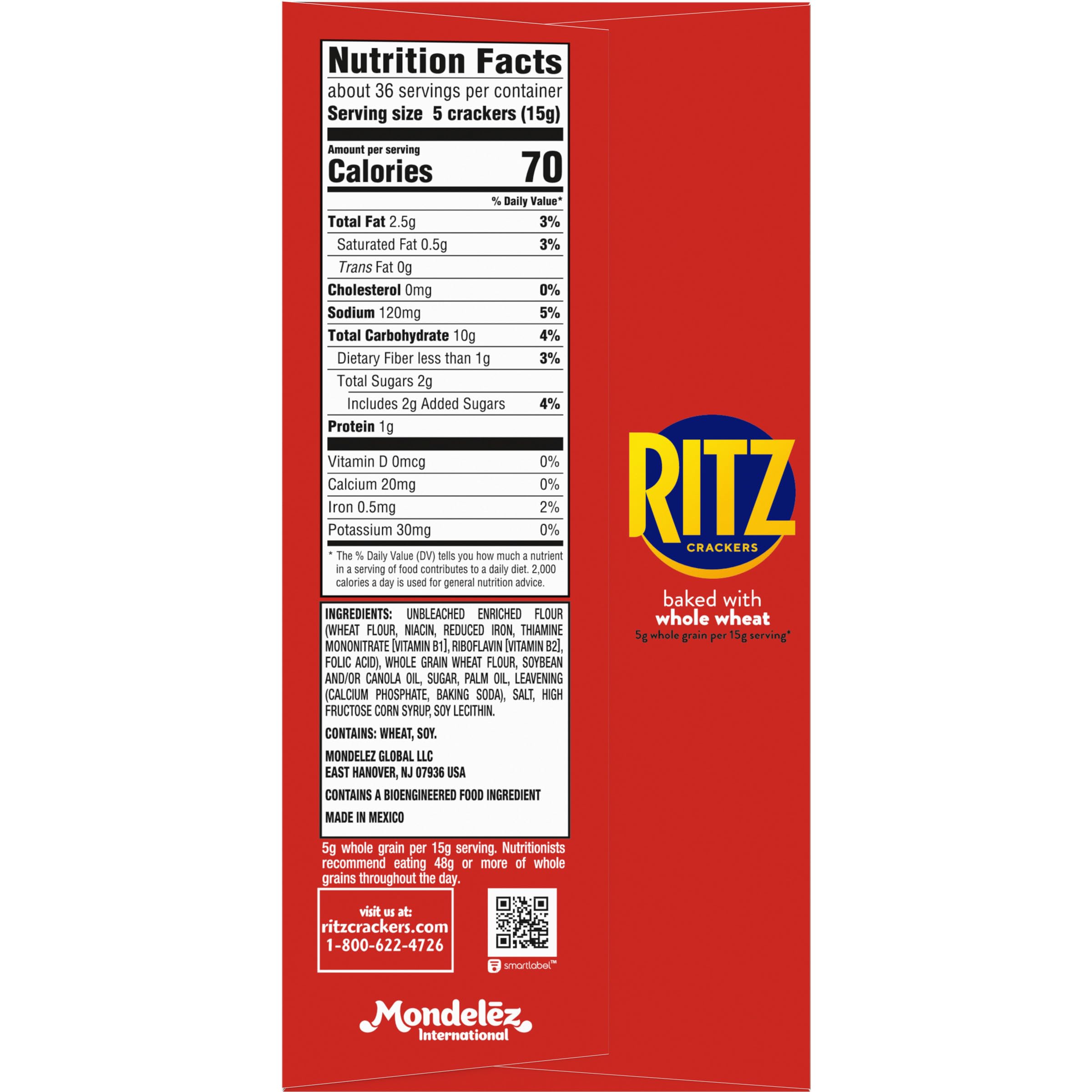 RITZ Whole Wheat Crackers, Snacks for Kids and Adults, Lunch Snacks, Family Size, 19.3 oz - Image 3